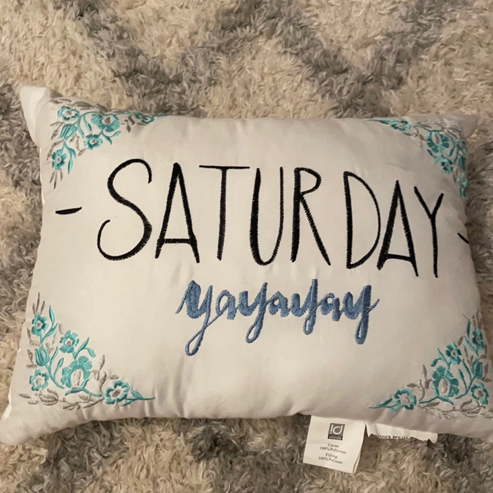 Saturday throw pillow